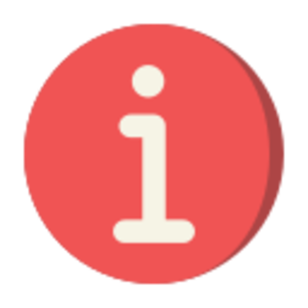 Runder, roter Informationsbutton mit einem weißen „i“ in der Mitte. Symbolisiert Informationen oder Hinweise.